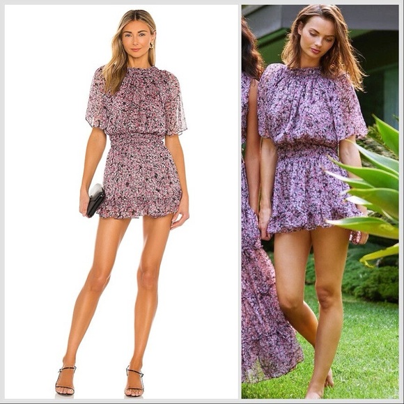 MISA Pink Black Nathalie Mini Dress in Cetara Floral Sz S - Picture 15 of 15